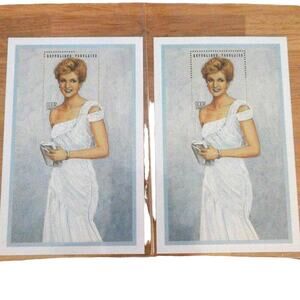 Princess Diana Stamp Set – White Dress – Lot of 2 Collectible Stamps